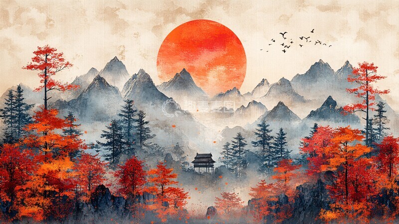 高清大图下载【趣麦麦图】樱花与灯笼的夜晚