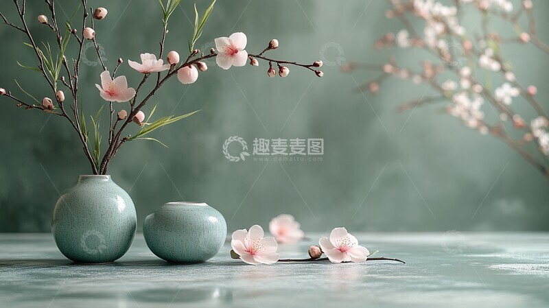 高清大图下载【趣麦麦图】竹桃元素禅意空间