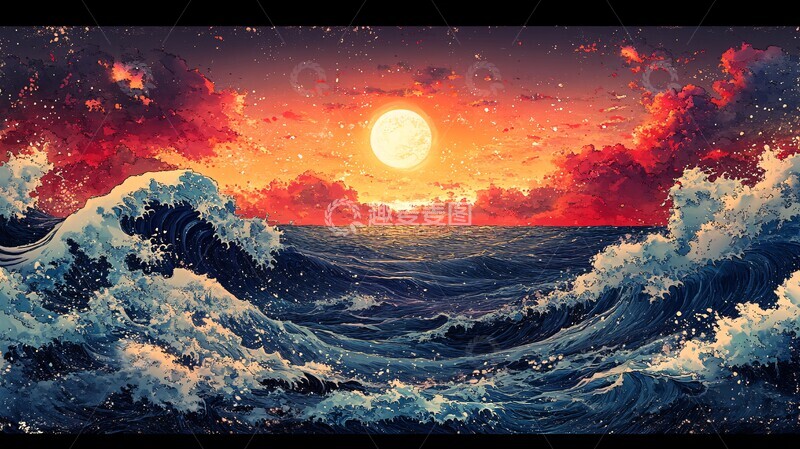 高清大图下载【趣麦麦图】兔子与山水兔子山水云雾