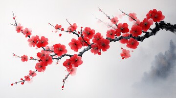 手绘梅花小画1