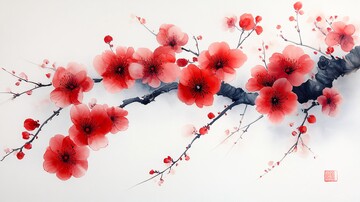 手绘梅花小画2