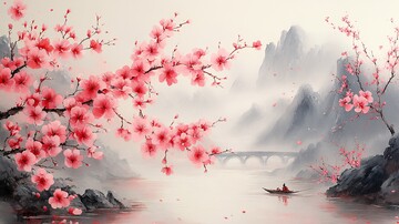 桃花流水图桃花流水渔夫1