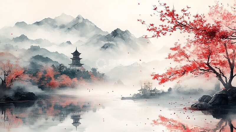 高清大图下载【趣麦麦图】山水墨韵山水墨色山脉