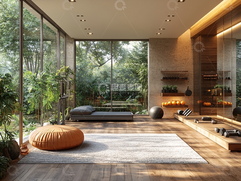 高清大图下载【趣麦麦图】大气客厅落地门窗场景55