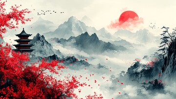 樱花山景图樱花山云