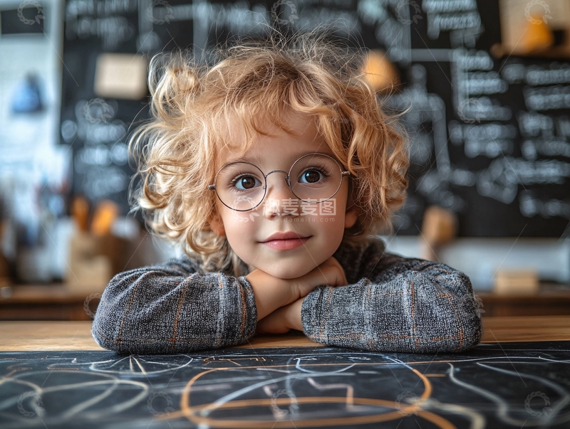 高清大图下载【趣麦麦图】教室里的小男孩