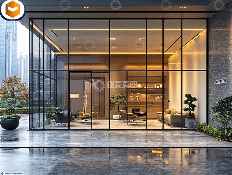 高清大图下载【趣麦麦图】大气客厅落地门窗场景57