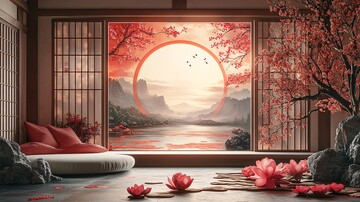 莲花前景梅花开