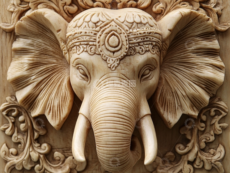 高清大图下载【趣麦麦图】泰式大象木雕1