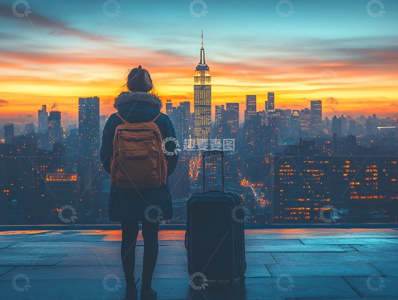 高清大图下载【趣麦麦图】独自旅行拉杆箱3