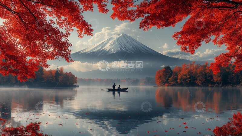 高清大图下载【趣麦麦图】富士山秋日倒影1