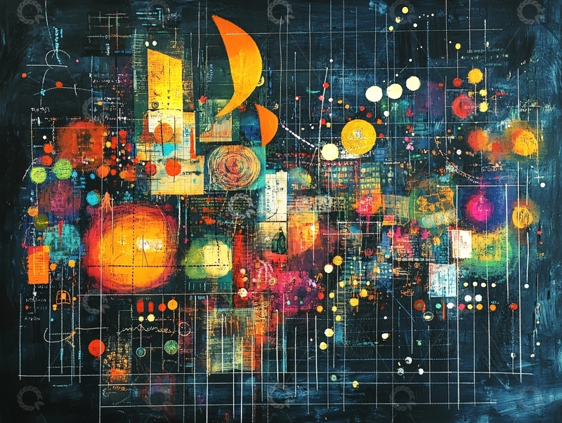 高清大图下载【趣麦麦图】抽象画装饰画网格