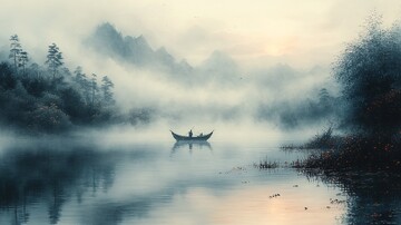 渔舟流水图渔舟流水河流1