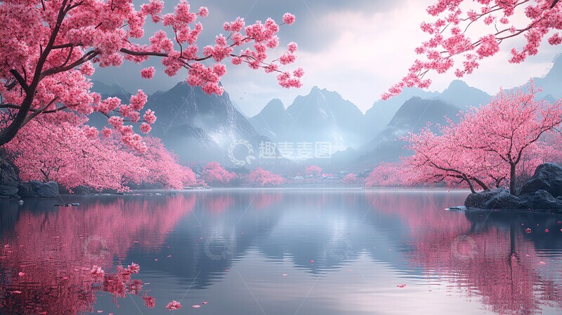 高清大图下载【趣麦麦图】-樱花枝条风景1