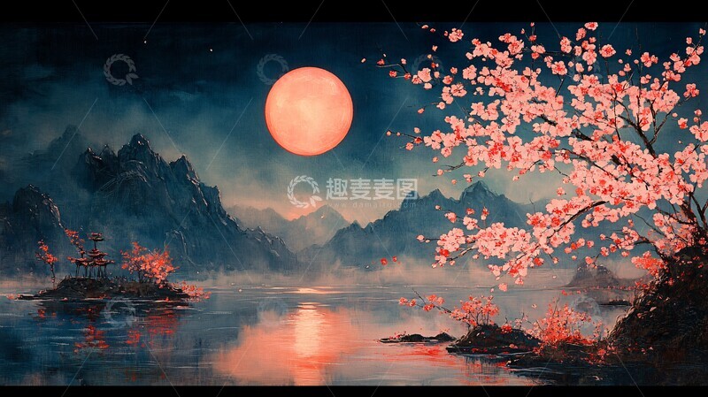 高清大图下载【趣麦麦图】满月樱树满月樱树传统3