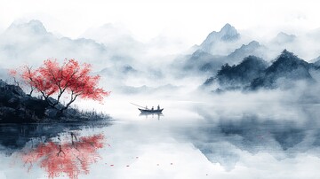 渔舟流水图渔舟流水河流