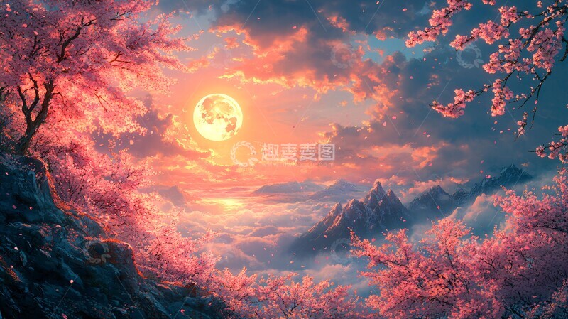 高清大图下载【趣麦麦图】满月樱树满月樱树传统1