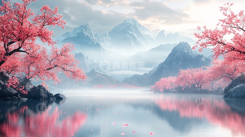 高清大图下载【趣麦麦图】樱花枝条风景2