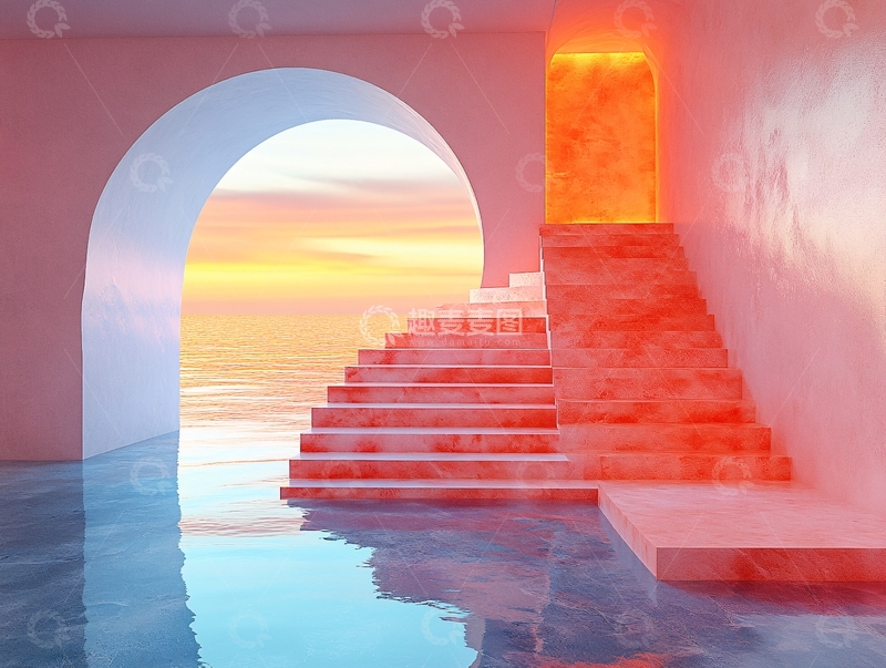 高清大图下载【趣麦麦图】奇幻粉色楼梯8