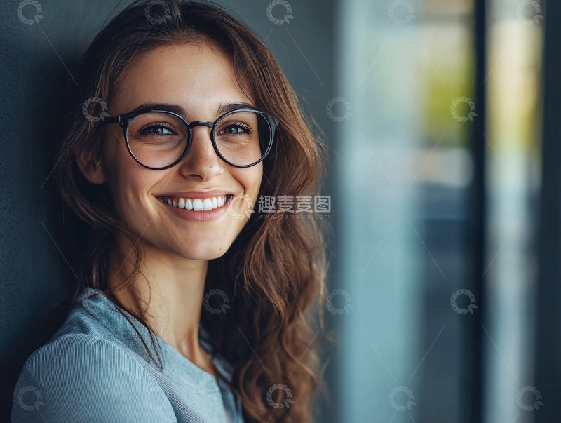 高清大图下载【趣麦麦图】戴眼镜美女