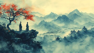古树远山图古树远山山水2