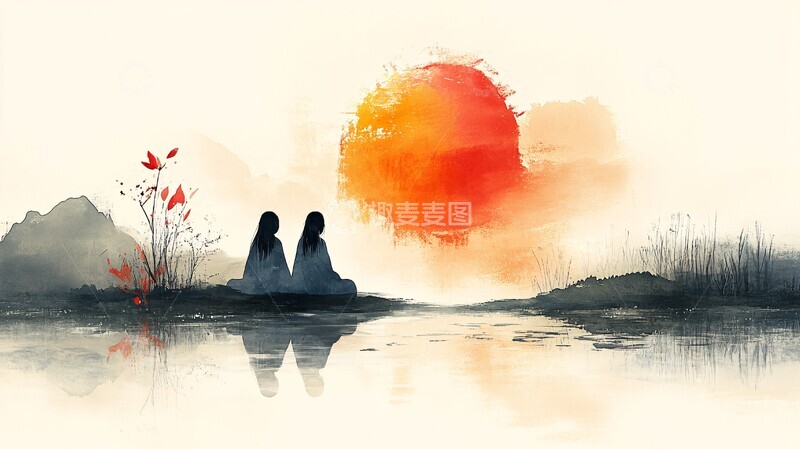 高清大图下载【趣麦麦图】两友相伴画中游