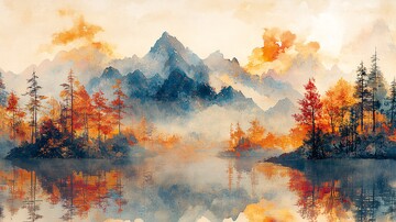 早秋山水图早秋山水绘画3