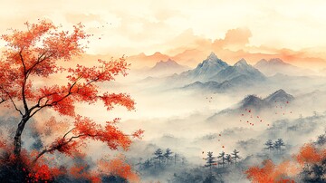 早秋山水图早秋山水绘画1