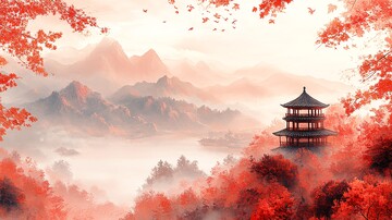 早秋山水图早秋山水绘画2