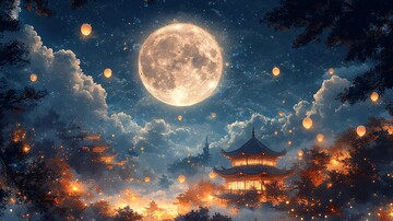 月下桂花灯火云3