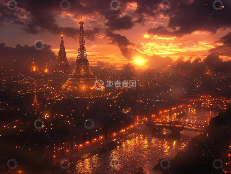 高清大图下载【趣麦麦图】金色璀璨繁华城市