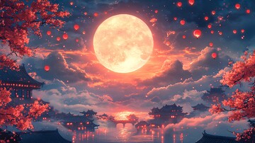 月下桂花灯火云2