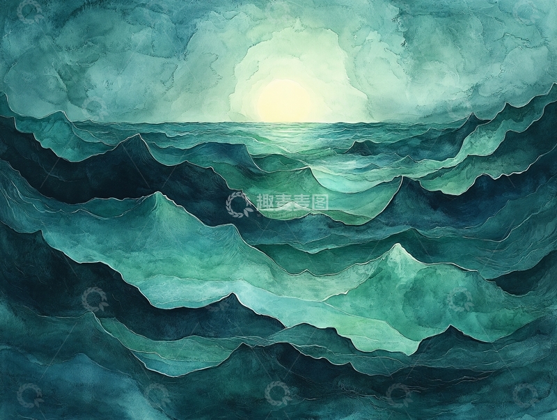 高清大图下载【趣麦麦图】海面插画