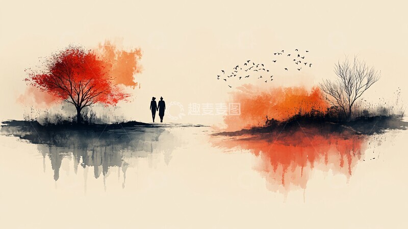 高清大图下载【趣麦麦图】两友相伴画中游1