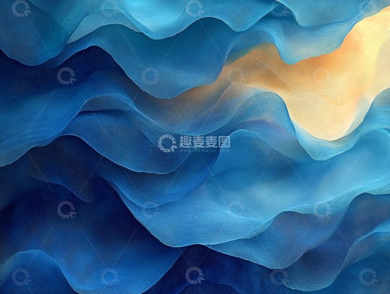 高清大图下载【趣麦麦图】炫彩波浪蓝色渐变纹理3