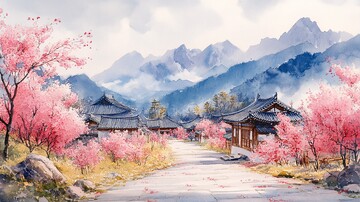 春日水彩景春日水彩景色3