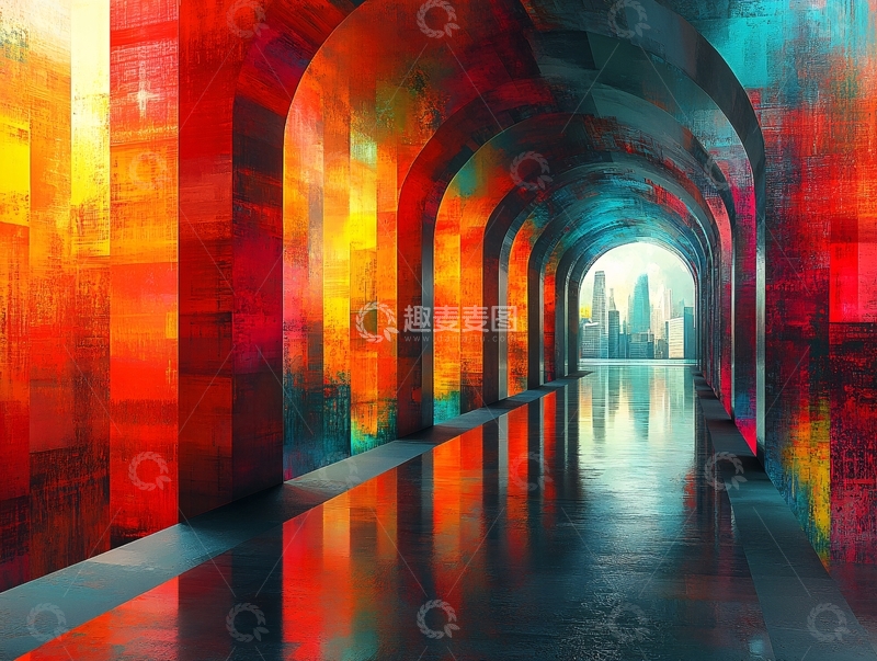 高清大图下载【趣麦麦图】彩虹过道1