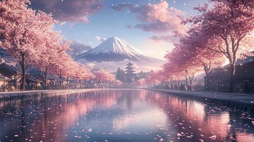 樱花湖畔樱花湖水粉色2