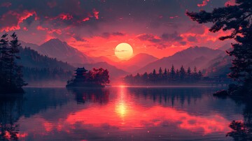 日出湖面日出湖面日本1