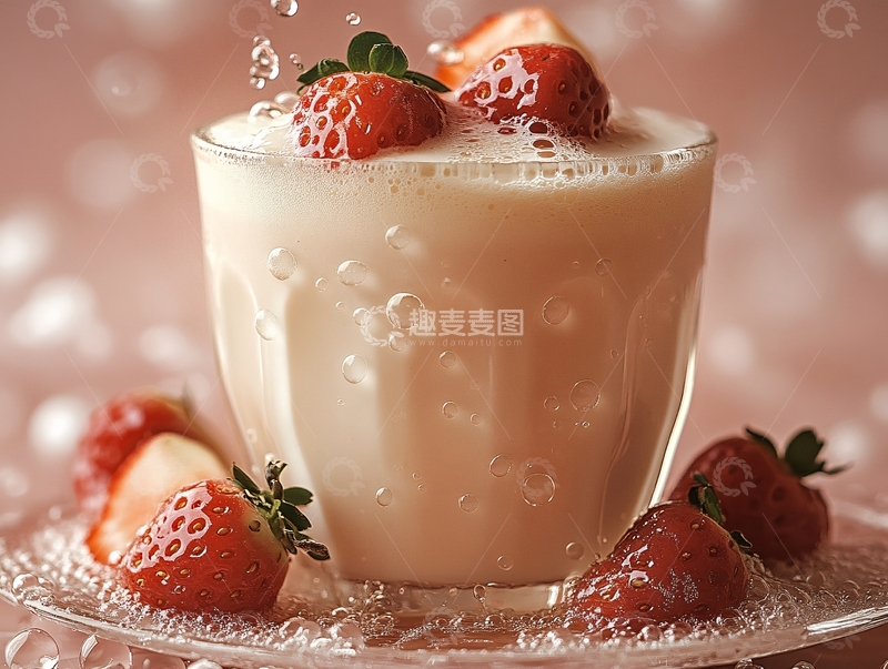 高清大图下载【趣麦麦图】奶茶吧产品优格草莓2