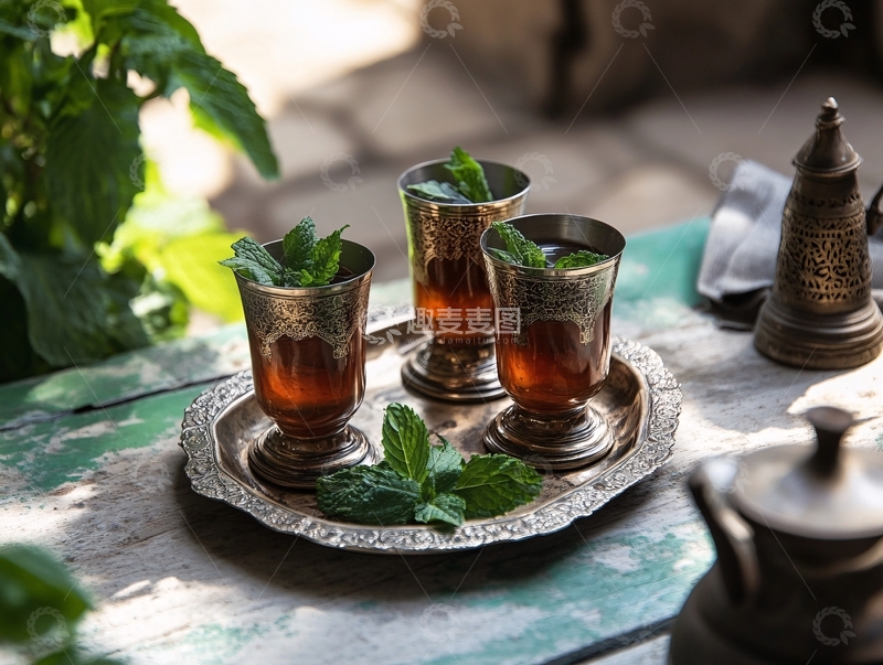 高清大图下载【趣麦麦图】伊朗圆形磨花玻璃脚杯