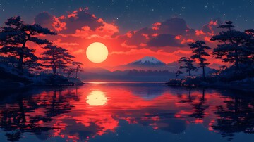 日出湖面日出湖面日本2