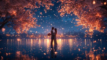 星夜樱花下情侣3