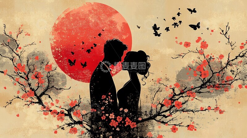 高清大图下载【趣麦麦图】樱花下的恋人2