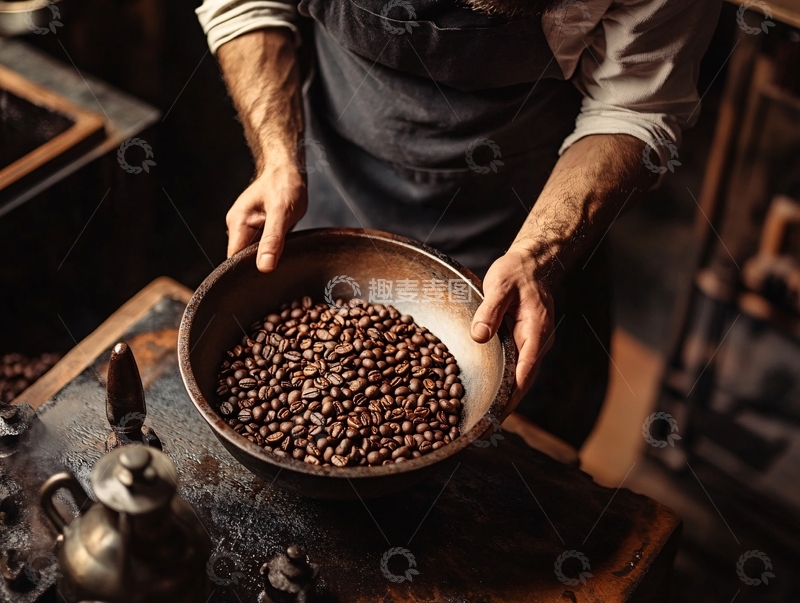 高清大图下载【趣麦麦图】咖啡豆工人