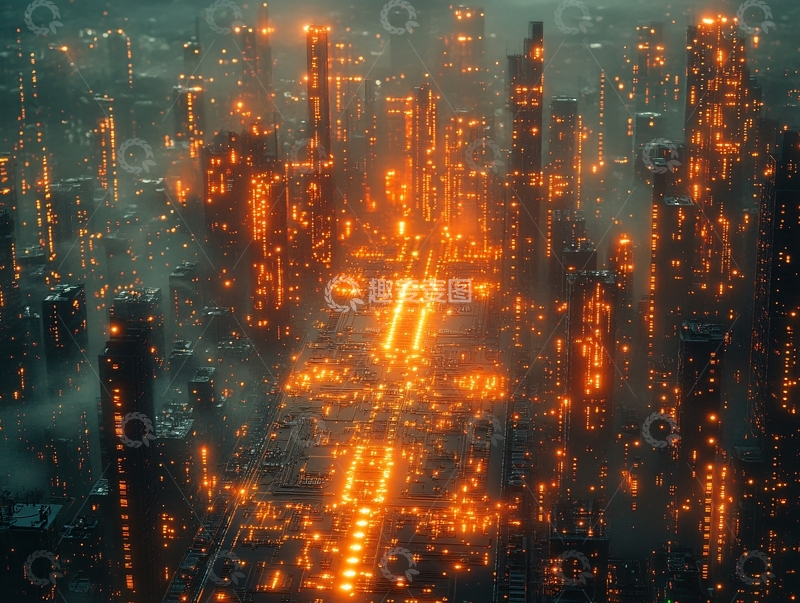 高清大图下载【趣麦麦图】朦胧城市1