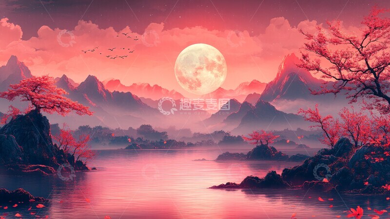 高清大图下载【趣麦麦图】中秋推广节庆布局2