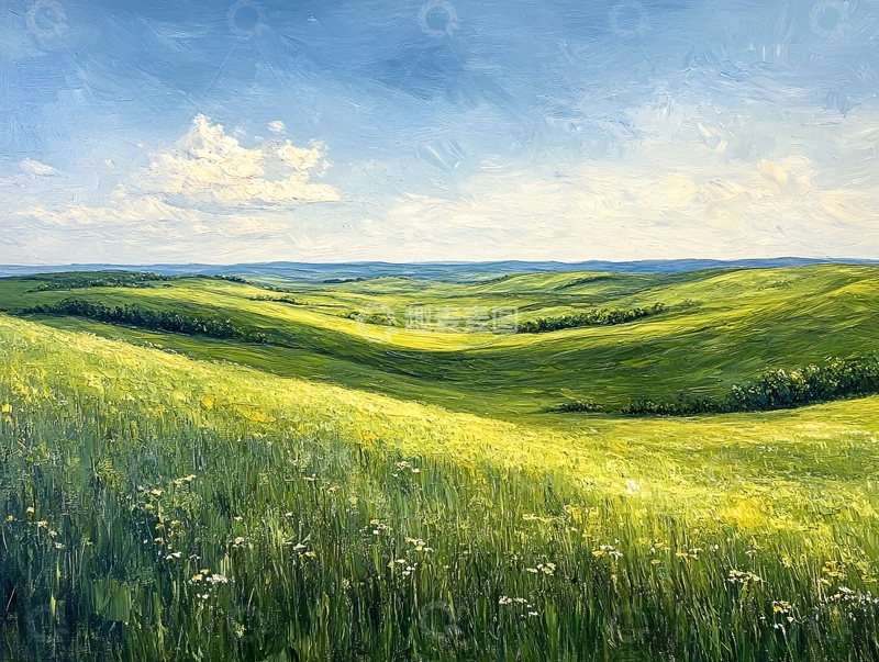 高清大图下载【趣麦麦图】油画大草原