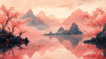 粉山树影鱼悠游