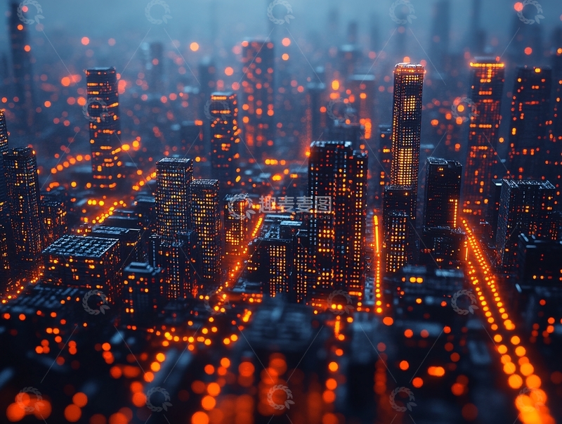 高清大图下载【趣麦麦图】橙色科技城市20
